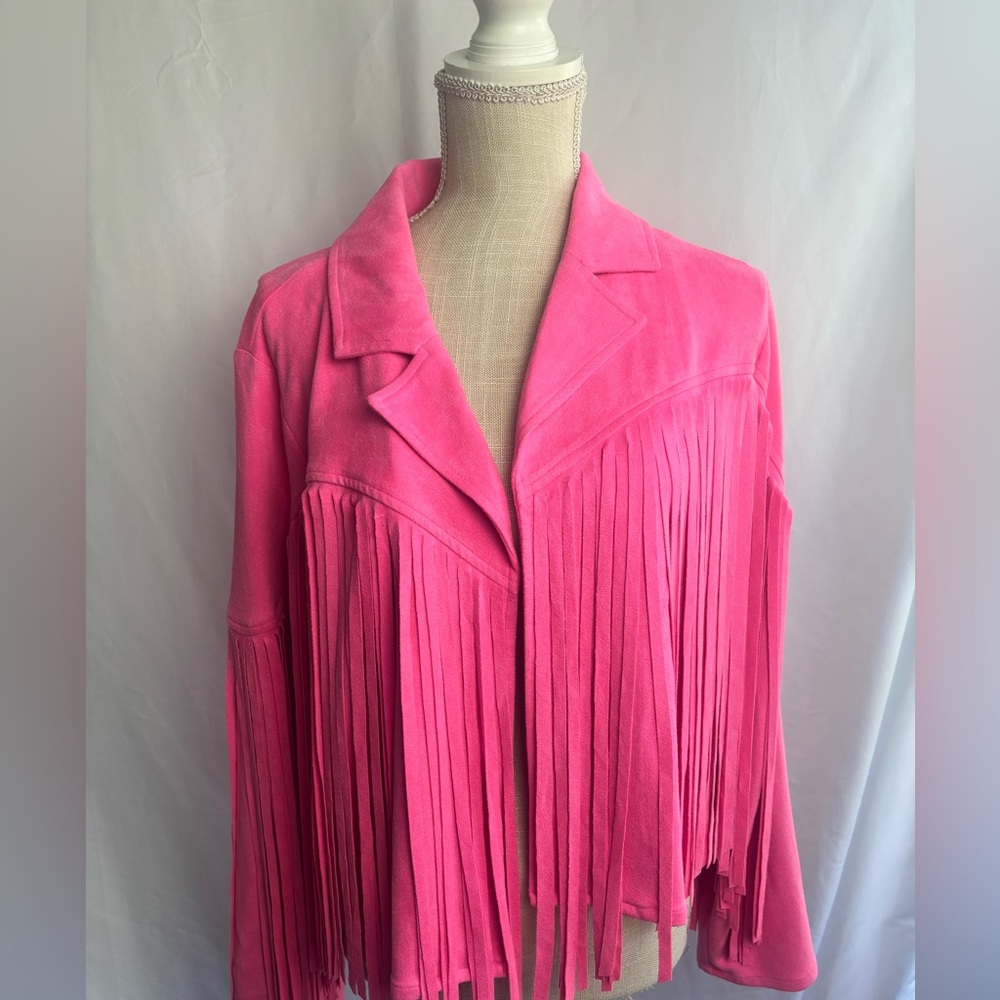 JODIFL 
Large Fringe Hot Pink Jacket
